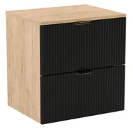 Szafki łazienkowe - Ryflowana szafka pod umywalkę z blatem czarny + orzech K2-P96 - miniaturka - grafika 1