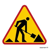 Systemy ekspozycyjne i znaki informacyjne - SA014 ROBOTY NA DRODZE, PO - PŁYTA PCV 1MM OSBLASKOWA; (600X600MM) - miniaturka - grafika 1