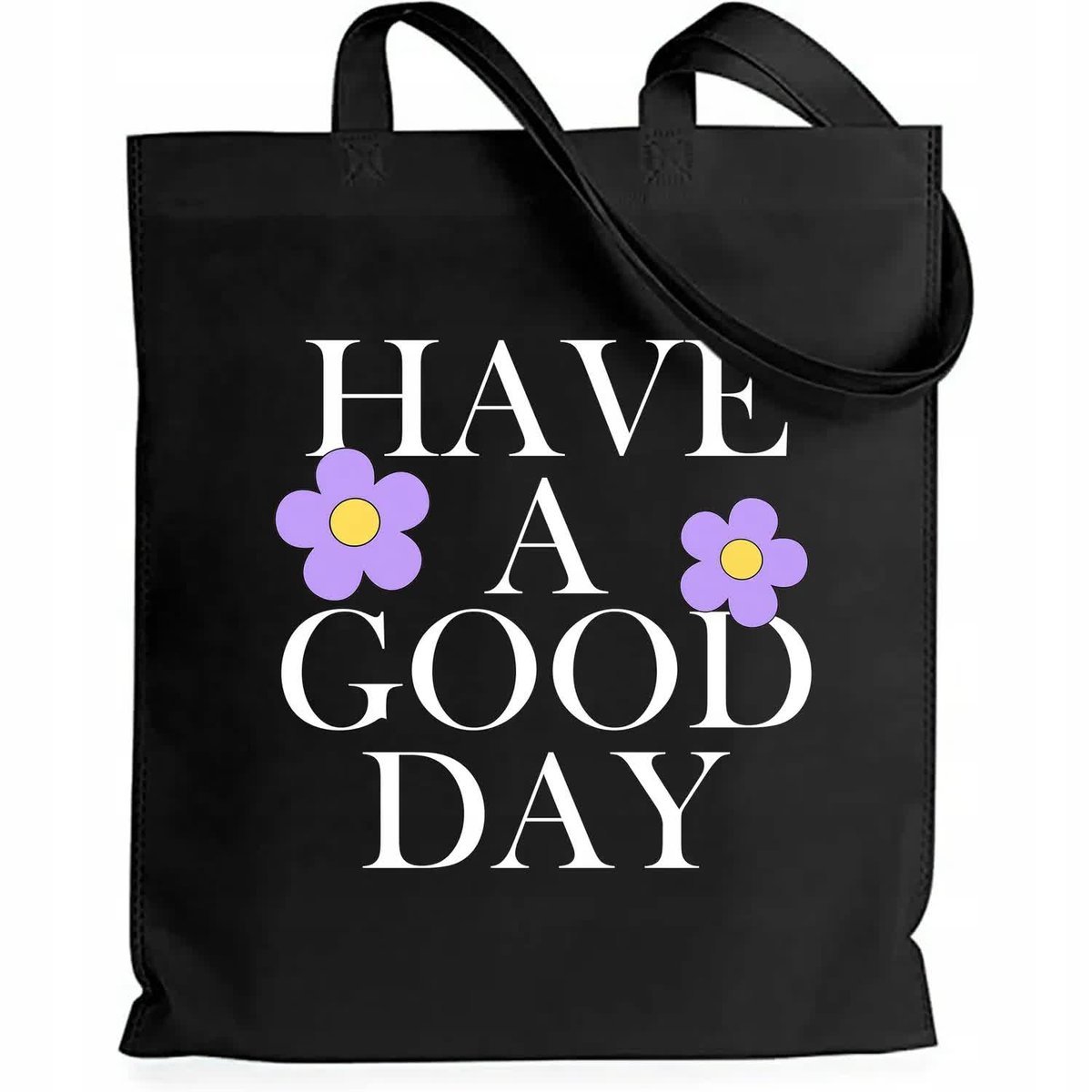 Torba EKO Czarna Bawełniana HAVE A GOOD DAY Shopper Młodzieżowy Mix Wzorów