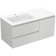 Szafki łazienkowe - Mexen Rivel szafka łazienkowa 100 cm z umywalką Otis lewą, 2S, 1D, ryflowana, szara mat/biała mat - 91A23-10047-3-BBFFF62-W18L01 - miniaturka - grafika 1