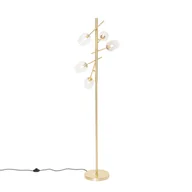 Lampy stojące - QAZQA Klasyczna lampa podłogowa złota ze szkłem - Elien - miniaturka - grafika 1