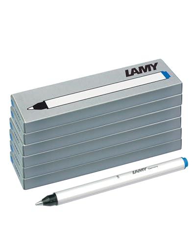 LAMY T11 wkłady do długopisu kulkowego, zestaw 6 sztuk, z dużym zapasem atramentu i końcówką do pisania ze stali nierdzewnej, w kolorze niebieskim (zmywalnym), do długopisów kulkowych, model 311 Lamy