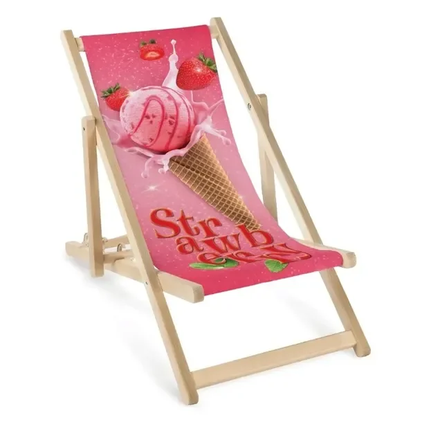 Drewniany Leżak Dziecięcy Ogrodowy Różowy Lód Truskawkowy Strawberry
