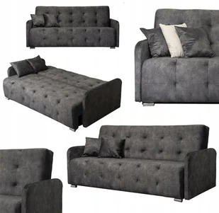 Wersalka Sofa Kanapa Rozkładana z Funkcją Spania Welurowa Szara ARIA - Sofy i kanapy - miniaturka - grafika 1