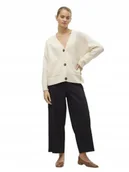 Swetry damskie - VERO MODA BEŻOWY SWETER DAMSKI Z KIESZENIAMI I DEKOLTEM V M 6BA - miniaturka - grafika 1