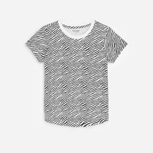 Reserved Reserved - Bawełniany t-shirt ze wzorem - Biały - Koszulki dla dziewczynek - miniaturka - grafika 1