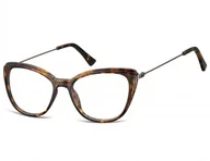 Okulary korekcyjne, oprawki, szkła - Sunoptic Okulary oprawki zerówki korekcyjne Kocie Oczy AC8D szylkret - miniaturka - grafika 1
