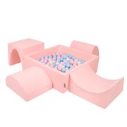 Suche baseny - KiddyMoon Piankowy plac zabaw PPZP-KW30D-135 z piłeczkami różowy: babyblue-pudrowy róż-perła basen 200/górka/tunel/rampa L/półwałek L - miniaturka - grafika 1