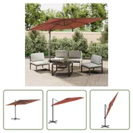 Parasole ogrodowe - The Living Store Parasol wiszący na słupku aluminiowym - terakotowy - 300x300 cm - Parasol Ogrodowy - miniaturka - grafika 1