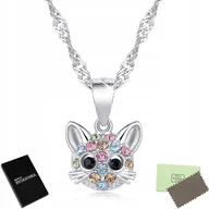 Biżuteria dla dzieci - NASZYJNIK SREBRNY 925 ŁAŃCUSZEK Z ZAWIESZKĄ KOTEK - miniaturka - grafika 1