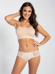 Majtki bikini z siateczkowymi wstawkami, beżowe, Gatta - Majtki damskie - miniaturka - grafika 1