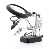 Lutownice - Uchwyt montażowy - trzecia ręka z podświetleniem oraz 3 lupami (90mm - 2,5x, 34mm/7,7x i 34mm/10x) TE-800 - miniaturka - grafika 1