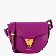 Torebki damskie - Damska torebka na ramię crossbody ze skóry naturalnej mała Coccinelle BEAT SOFT E1MF6150301V05 Ciemnoliliowa (8059978512628) - miniaturka - grafika 1