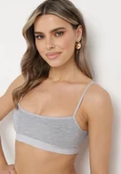 Biustonosze - Szary Biustonosz Sportowy Braletka z Usztywnionymi Miseczkami Daciana - miniaturka - grafika 1