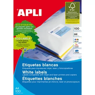 Api, Etykiety uniwersalne 210x297 mm prostokątne, Biały, 100 ark. - Akcesoria do pakowania - miniaturka - grafika 1