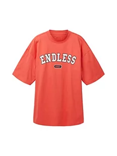 TOM TAILOR Denim Koszulka męska Oversize College, 11042 – Plain Red, XXL - Koszulki męskie - miniaturka - grafika 1