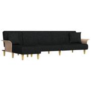Narożniki - Sofa rozkładana L, czarna, 279x140x70 cm, tkanina - miniaturka - grafika 1