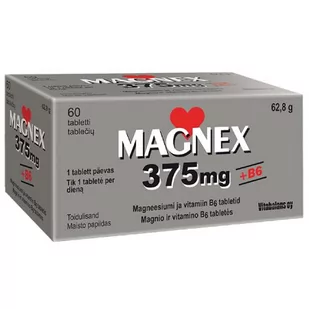 Magnex 375mg + witamina B6, 60tabl. - Stawy, mięśnie, kości - miniaturka - grafika 1