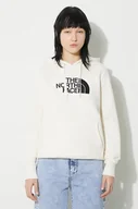 Bluzy damskie - The North Face bluza bawełniana W Drew Peak Pullover Hoodie damska kolor beżowy z kapturem z aplikacją NF0A55ECQLI1 - miniaturka - grafika 1