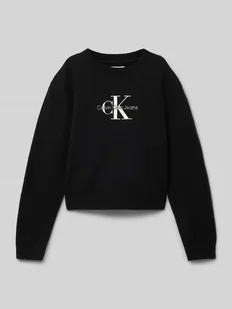 Sweter z dzianiny z wyhaftowanym logo - Swetry dla dziewczynek - miniaturka - grafika 1