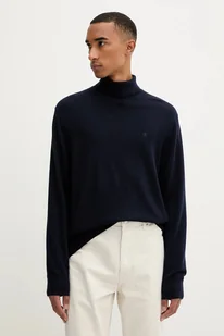 Calvin Klein sweter wełniany męski kolor granatowy lekki z golferm LV04LD317G - Swetry męskie - miniaturka - grafika 1