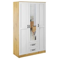 Szafy - Szafa z lustrem trzydrzwiowa z 2 szufladami KAMI RAMA dąb artisan / biały - miniaturka - grafika 1