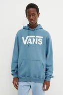 Bluzy męskie - Vans bluza męska kolor niebieski z kapturem z nadrukiem VN000HNXJCN1 - miniaturka - grafika 1