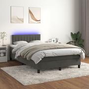 Łóżka - Lumarko Łóżko kontynentalne z materacem i LED, szary aksamit, 120x200cm - miniaturka - grafika 1
