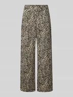 Spodnie damskie - Spodnie materiałowe z szeroką nogawką i zakładkami w pasie model ‘KATE’ - miniaturka - grafika 1