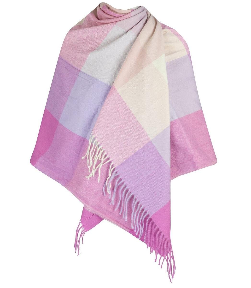 Ciepły szal szalik krata kratka pastelowy dzianina