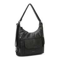 Torebki damskie - Damski Plecak Torebka Shopper 2w1 LUIGISANTO Czarna Dwukomorowa - miniaturka - grafika 1