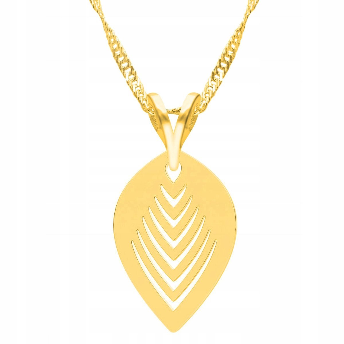 Złoty Naszyjnik z Liściem Listkiem Wisiorek Liść Listek Leaf SREBRO 925