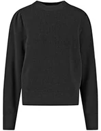 Swetry damskie - Taifun Damski sweter z rękawami balonowymi, długi rękaw, rękawy balonowe, sweter z długim rękawem, okrągły dekolt, jednokolorowy, czarny, 42 - miniaturka - grafika 1