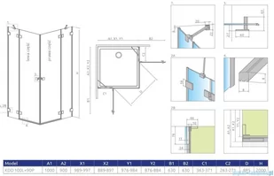 Radaway Essenza Pro Brushed GunMetal Kdd kabina 100x90 cm szczotkowany grafit 10096100-92-01L/10096090-92-01R - Kabiny prysznicowe - miniaturka - grafika 2