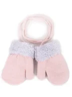 Rękawiczki - Rękawiczki dziewczęce jednopalczaste ze sznurkiem różowe 12 cm YOCLUB - miniaturka - grafika 1