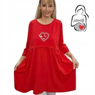 Bluzki damskie - TUNIKA BLUZKA SERCE BAWEŁNA sukienka luźna ciążowa dla mamy 50 52 5XL 3096 - miniaturka - grafika 1
