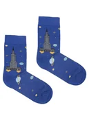 Skarpetki męskie - Pałac Kultury z rakietą w kosmosie kolorowe skarpetki we wzory Kabak - miniaturka - grafika 1