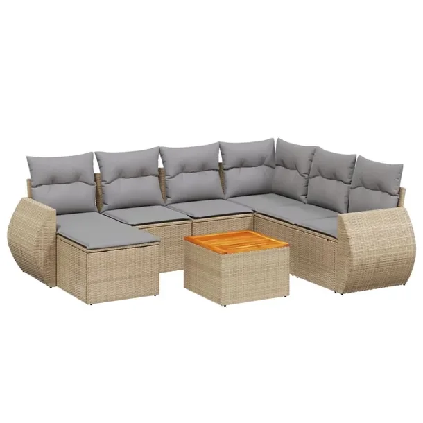 Modułowy zestaw mebli ogrodowych beżowy z poduszkami, rattan PE, 62x62x69