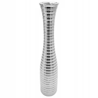 Wazony i flakony - Wazon Ceramiczny Nowoczesny Na Kwiaty Srebrny 50 Cm Wysoki Glamour - miniaturka - grafika 1