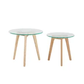 Ławy i stoliki kawowe - Beliani Zestaw 2 stolików kawowych szklanych MISSOURI 27049 - miniaturka - grafika 1