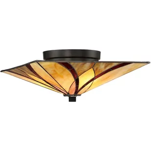Elstead Lighting Plafon LAMPA sufitowa QZ/ASHEVILLE/F QUOIZEL QUOIZEL secesyjna OPRAWA witrażowa LAMPA tiffany kwadrat multikolor - Lampy sufitowe - miniaturka - grafika 1