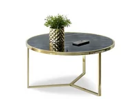 Ławy i stoliki kawowe - Stylowy Stolik Do Salonu Natal Xl Czarny Marmur Podstawa Złota - miniaturka - grafika 1