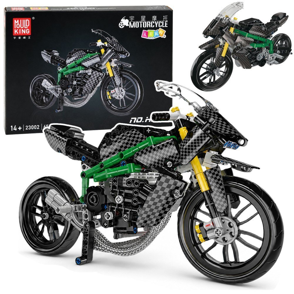 Klocki Konstrukcyjne Motocykl Wyścigowy Sportowy Czarny 656 El.