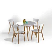 Stoły - Biały skandynawski okrągły stół rozkładany L3-D81 - miniaturka - grafika 1