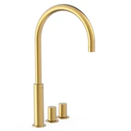 Baterie umywalkowe - Bateria umywalkowa nablatowa 3-otworowa Tres Study złoty mat 06110502OM - miniaturka - grafika 1