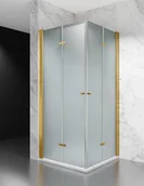 Kabiny prysznicowe - Swiss Liniger Kabina prysznicowa składana 75x75 cm szkło 6mm mrożone profile złoty mat - miniaturka - grafika 1