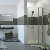 Ścianki i drzwi prysznicowe - Huppe Classics 2 4-kąt Drzwi skrzydłowe ze stałym segmentem do wnęki 98x190 cm profile srebrne matowe, szkło przezroczyste C23209087321 - miniaturka - grafika 1