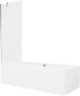 Wanny - Mexen Cube wanna prostokątna 180 x 80 cm z obudową i parawanem 1-skrzydłowym 70 cm, transparent, chrom - 550518080X9507000001 - miniaturka - grafika 1