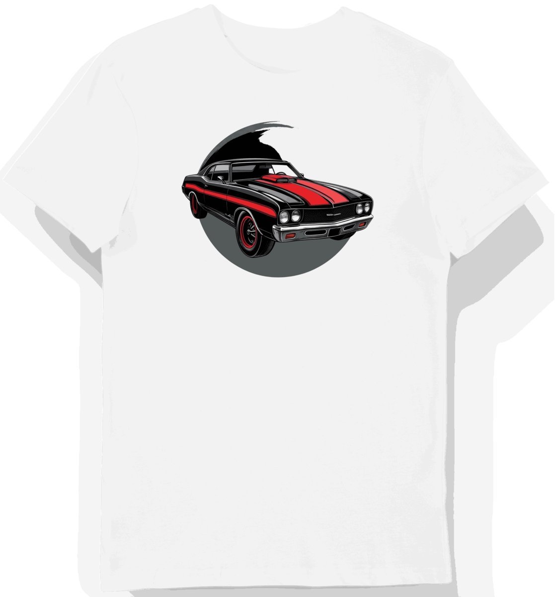 Koszulka męska biała z dynamicznym designem auta klasycznego L