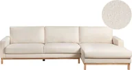 Narożniki - BELIANI Narożnik prawostronny biały tapicerka boucle drewniane nóżki stylowy nowoczesny - miniaturka - grafika 1